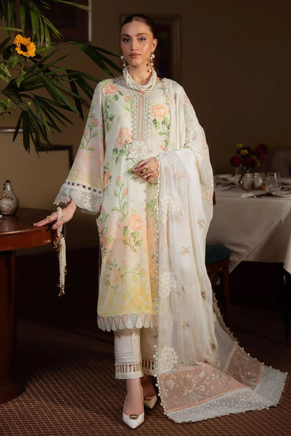 Nureh Luxury Printed Lawn Collection 2026 | Premium 3 Piece Unstitched Suit with Heavy Embroidered Shiffon Dupatta