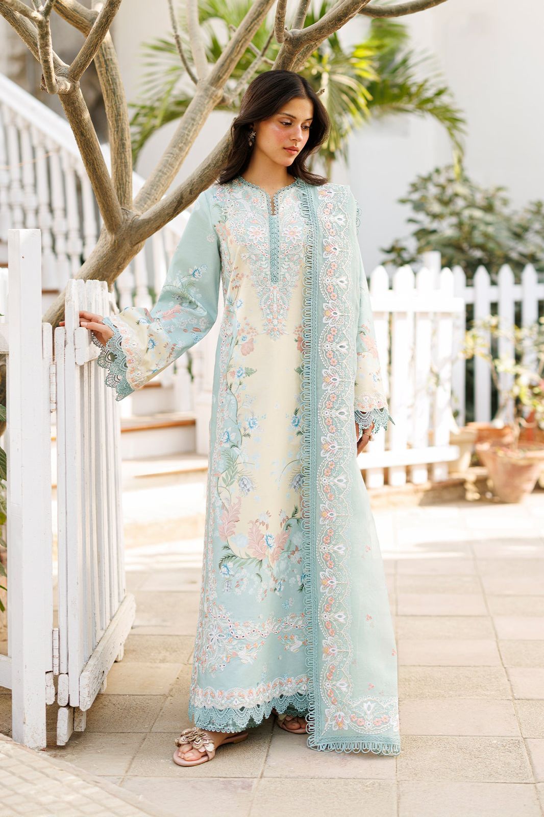 AFROZEH Luxury Lawn Collection 2026 | Premium Printed Lawn 3 Piece Unstitched Suit with Embroidered Shiffon Dupatta