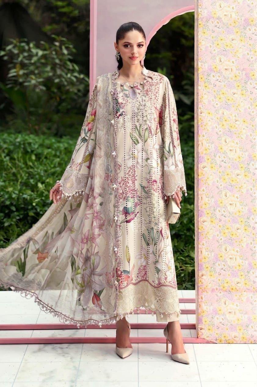 Maria B  Lawn Collection 2026 | Premium Printed Lawn 3 Piece Unstitched Suit with Shiffon Embroidered Dupatta