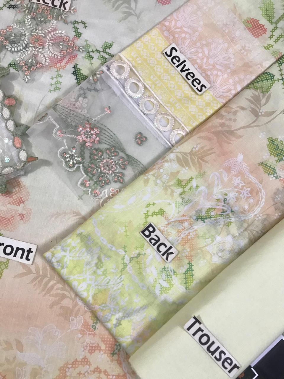 Nureh Luxury Printed Lawn Collection 2026 | Premium 3 Piece Unstitched Suit with Heavy Embroidered Shiffon Dupatta