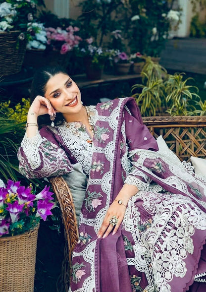 ELAF Luxury Chickenkari Lawn Collection 2026 | Premium 3 Piece Unstitched Suit with Khaddi Net Embroidered Dupatta
