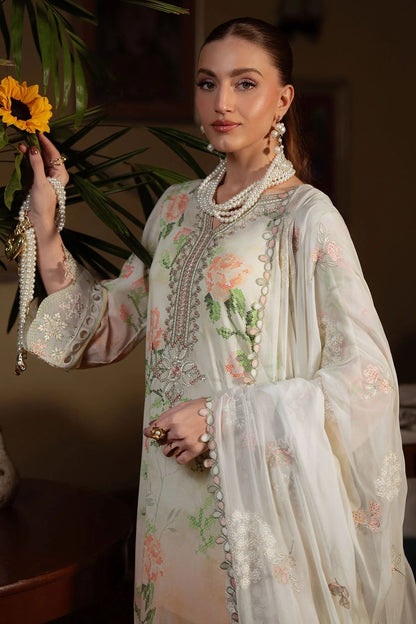 Nureh Luxury Printed Lawn Collection 2026 | Premium 3 Piece Unstitched Suit with Heavy Embroidered Shiffon Dupatta
