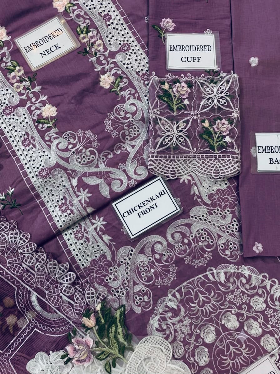 ELAF Luxury Chickenkari Lawn Collection 2026 | Premium 3 Piece Unstitched Suit with Khaddi Net Embroidered Dupatta