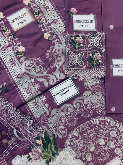 ELAF Luxury Chickenkari Lawn Collection 2026 | Premium 3 Piece Unstitched Suit with Khaddi Net Embroidered Dupatta