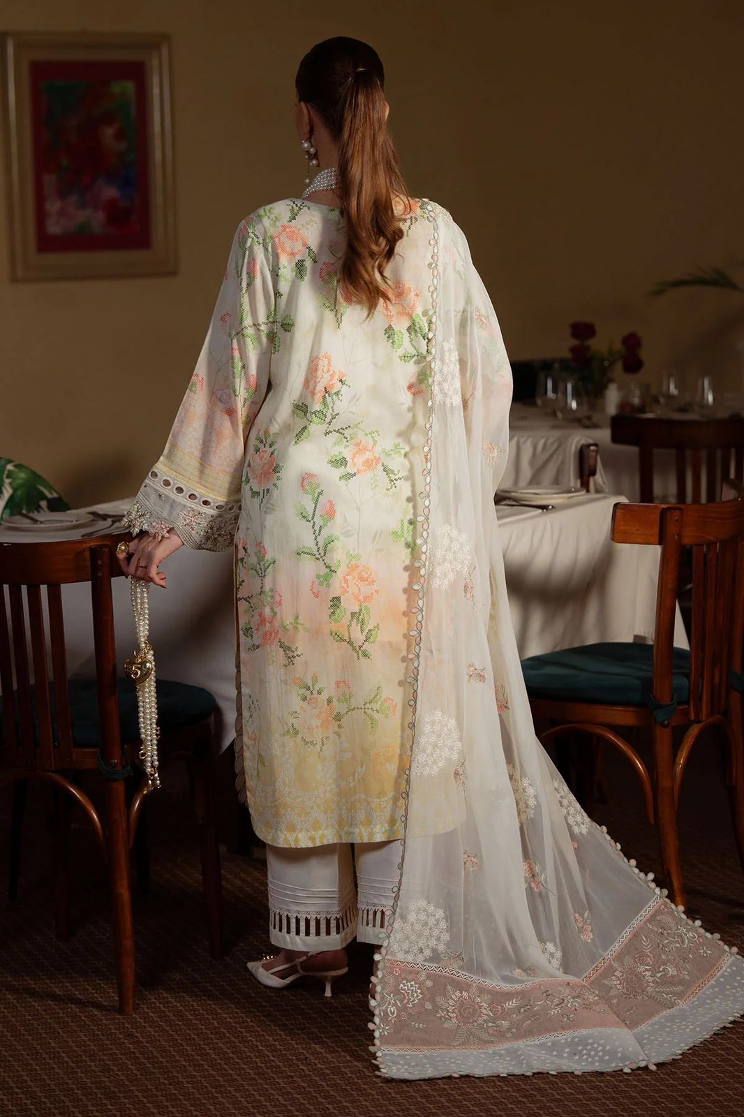 Nureh Luxury Printed Lawn Collection 2026 | Premium 3 Piece Unstitched Suit with Heavy Embroidered Shiffon Dupatta