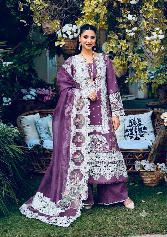 ELAF Luxury Chickenkari Lawn Collection 2026 | Premium 3 Piece Unstitched Suit with Khaddi Net Embroidered Dupatta