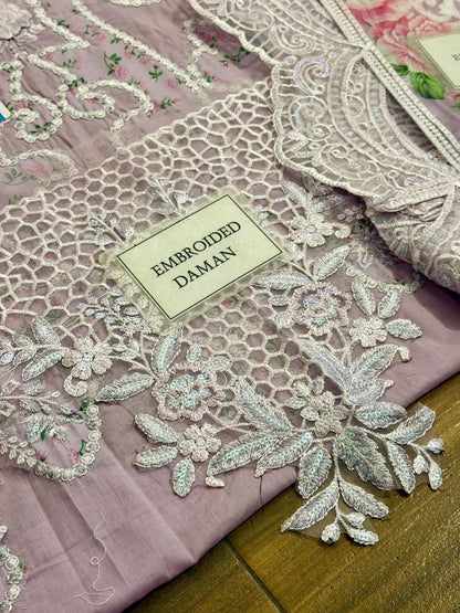 Maria B Luxury Eid Lawn Collection 2026 |  Premium 3 Piece Unstitched Embroidered Lawn Suit with Digital Silk Dupatta