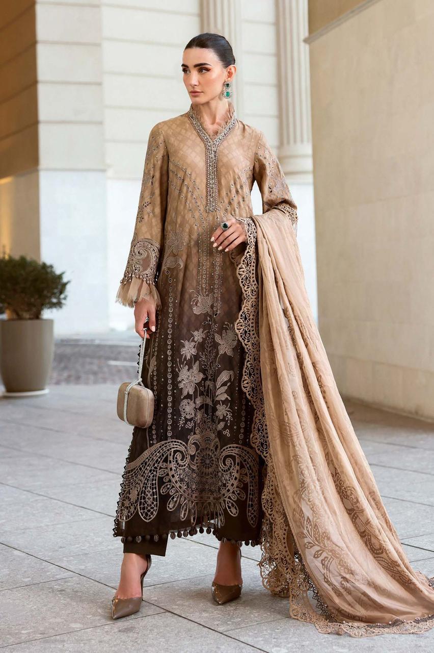 MARIA B Luxury Lawn Collection 2026 | Premium Printed Lawn 3 Piece Unstitched Suit with Embroidered Shiffon Dupatta