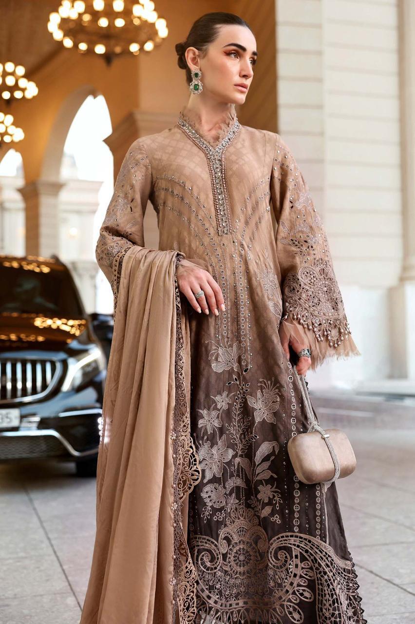 MARIA B Luxury Lawn Collection 2026 | Premium Printed Lawn 3 Piece Unstitched Suit with Embroidered Shiffon Dupatta