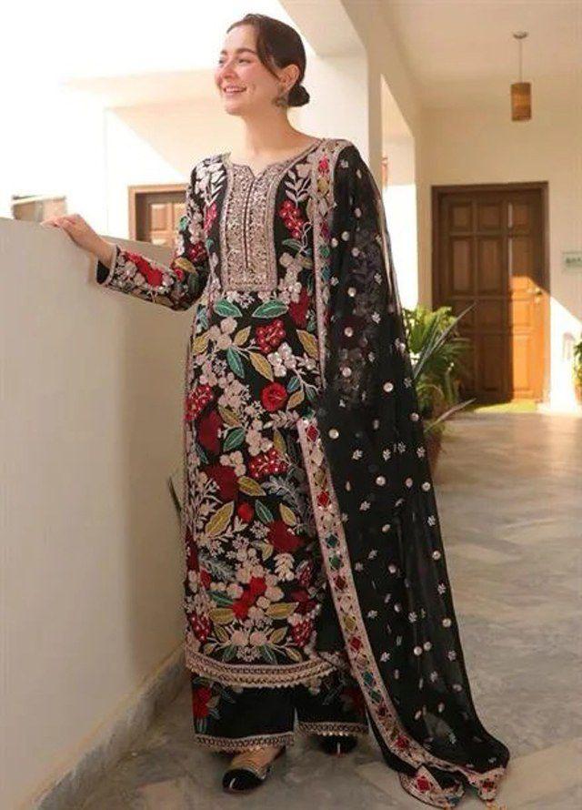 RANG RASIYA Luxury Shiffon Collection | Premium 3 Piece Unstitched Shiffon Suit with Embroidered Shiffon Dupatta & Malai Trouser | Replica Edition