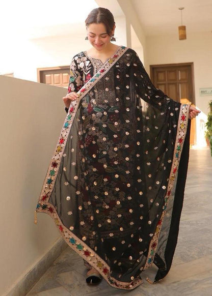RANG RASIYA Luxury Shiffon Collection | Premium 3 Piece Unstitched Shiffon Suit with Embroidered Shiffon Dupatta & Malai Trouser | Replica Edition