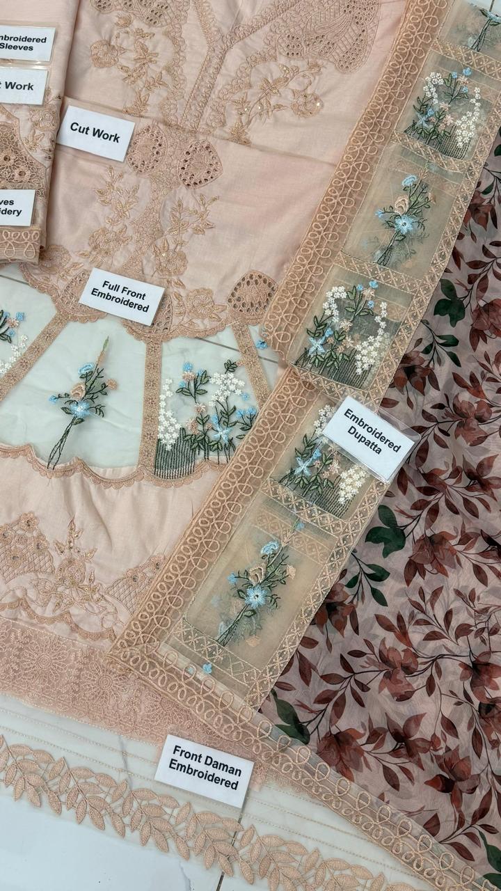 CRIMSON Beyond The Garden Lawn Collection | Premium 3 Piece Unstitched Chikankari Embroidered Cotton Suit with Organza Silk Dupatta