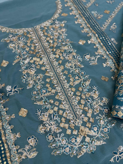 Charizma Shiffon Net Embroidered 3 Piece Suit | Luxury Adda Work Formal Wear