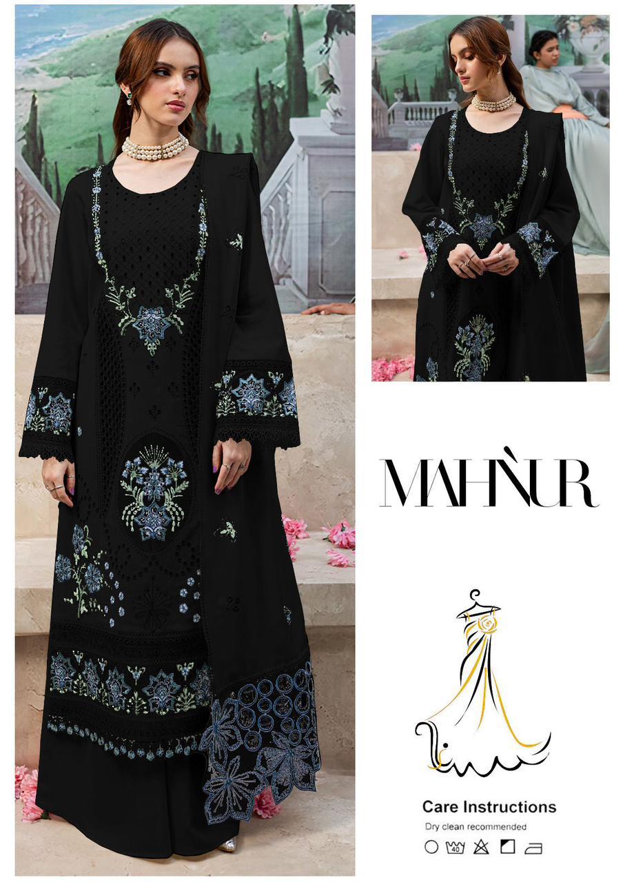 MAHNUR Luxury Cotton Lawn Collection 2026 | Premium Chikankari Embroidered 3 Piece Unstitched Suit with Embroidered Shiffon Dupatta