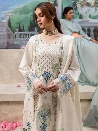 Mahnur Luxury Cotton Lawn 3 Piece Suit | Chikankari Embroidered Lawn Dress with Shiffon Dupatta