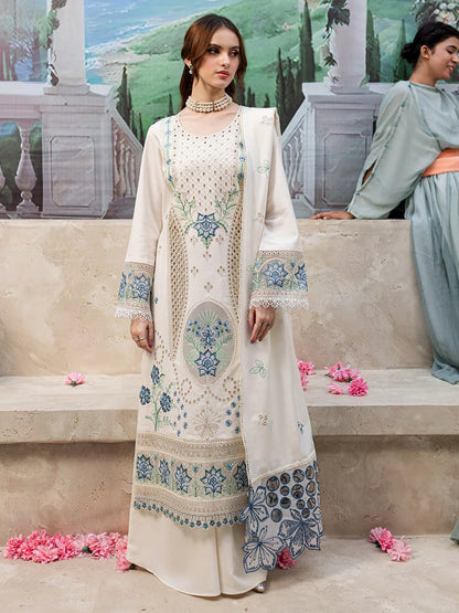 Mahnur Luxury Cotton Lawn 3 Piece Suit | Chikankari Embroidered Lawn Dress with Shiffon Dupatta