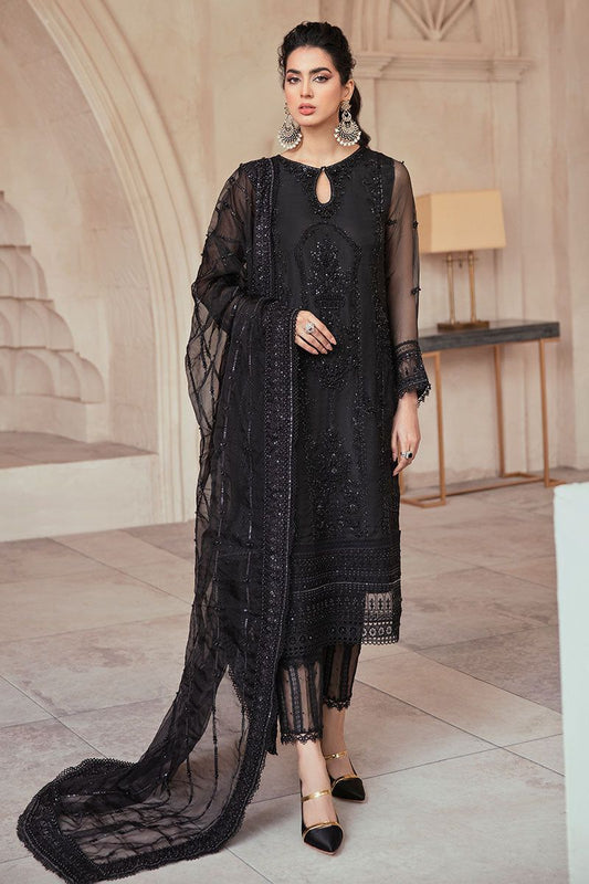 MUSHQ Luxury Wedding Edition | Premium Hand Embellished Net 3 Piece Unstitched Suit with Adda Work & Ready-to-Wear Dupatta