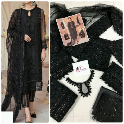 MUSHQ Luxury Wedding Edition | Premium Hand Embellished Net 3 Piece Unstitched Suit with Adda Work & Ready-to-Wear Dupatta