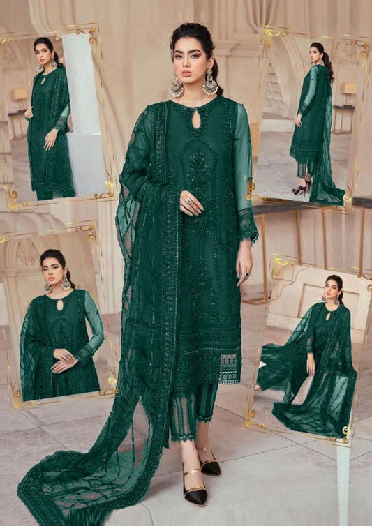 MUSHQ Luxury Wedding Edition | Premium Hand Embellished Net 3 Piece Unstitched Suit with Adda Work & Ready-to-Wear Dupatta