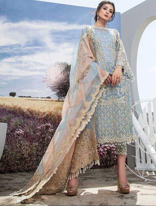 AGHA NOOR Luxury Organza Collection | Premium 3 Piece Unstitched Organza Suit with Heavy Handwork & Ready-to-Wear Net Dupatta