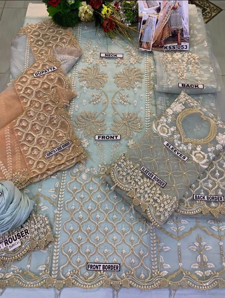 AGHA NOOR Luxury Organza Collection | Premium 3 Piece Unstitched Organza Suit with Heavy Handwork & Ready-to-Wear Net Dupatta