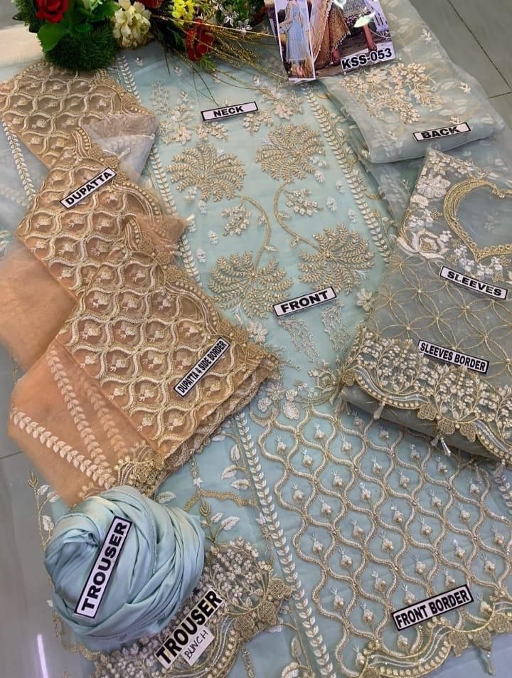 AGHA NOOR Luxury Organza Collection | Premium 3 Piece Unstitched Organza Suit with Heavy Handwork & Ready-to-Wear Net Dupatta