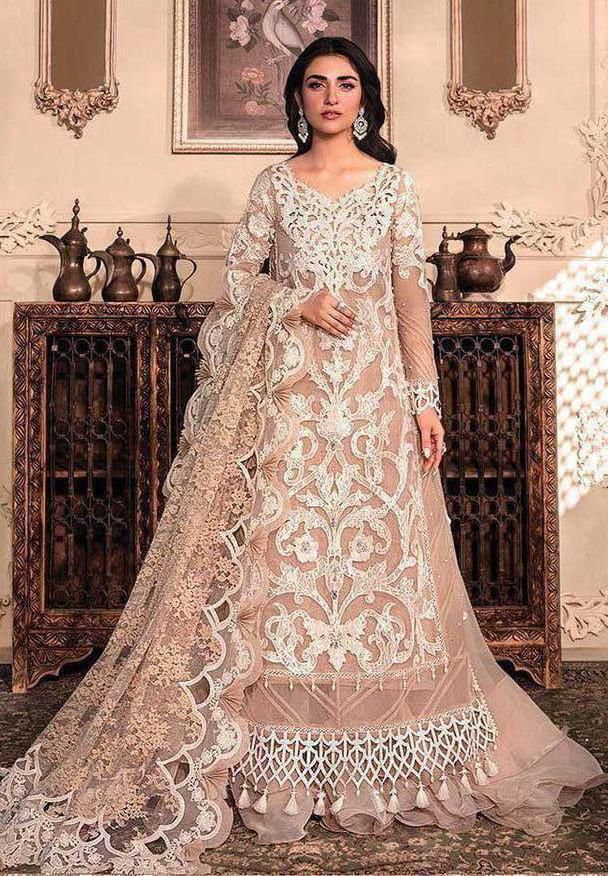 MARIA B Luxury Organza Collection | Premium 3 Piece Unstitched Organza Suit with Hand Embellishment, 3D Floral Dupatta & Satin Silk Trouser