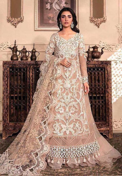 MARIA B Luxury Organza Collection | Premium 3 Piece Unstitched Organza Suit with Hand Embellishment, 3D Floral Dupatta & Satin Silk Trouser