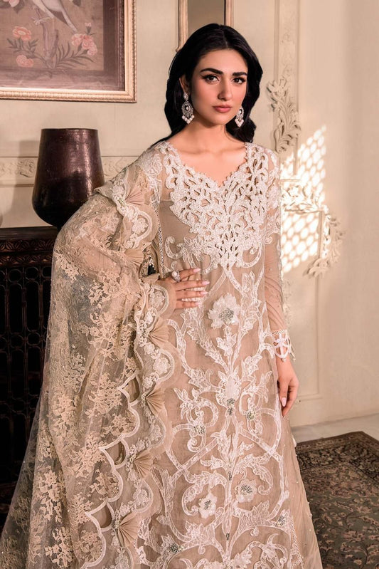 MARIA B Luxury Organza Collection | Premium 3 Piece Unstitched Organza Suit with Hand Embellishment, 3D Floral Dupatta & Satin Silk Trouser
