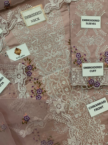 ELAF Royal Luxury Chicken Kari Festive Collection 2026 | Premium 3 Piece Unstitched Suit with Heavy Embroidered Organza Dupatta