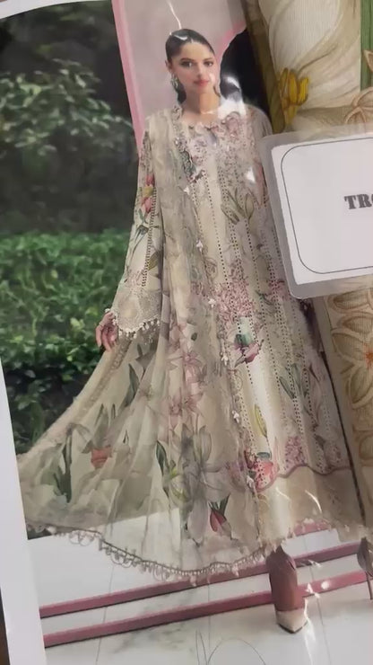 Maria B  Lawn Collection 2026 | Premium Printed Lawn 3 Piece Unstitched Suit with Shiffon Embroidered Dupatta