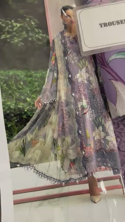 Maria B M.Print Vol-02 Lawn Collection 2026 | Premium Printed Lawn 3 Piece Unstitched Suit with Shiffon Embroidered Dupatta